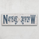 Longitude Latitude Personalized Coordinates Sign, With, Rustic Oars Paddles