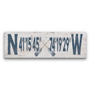 Longitude Latitude Personalized Coordinates Sign, With, Rustic Oars Paddles