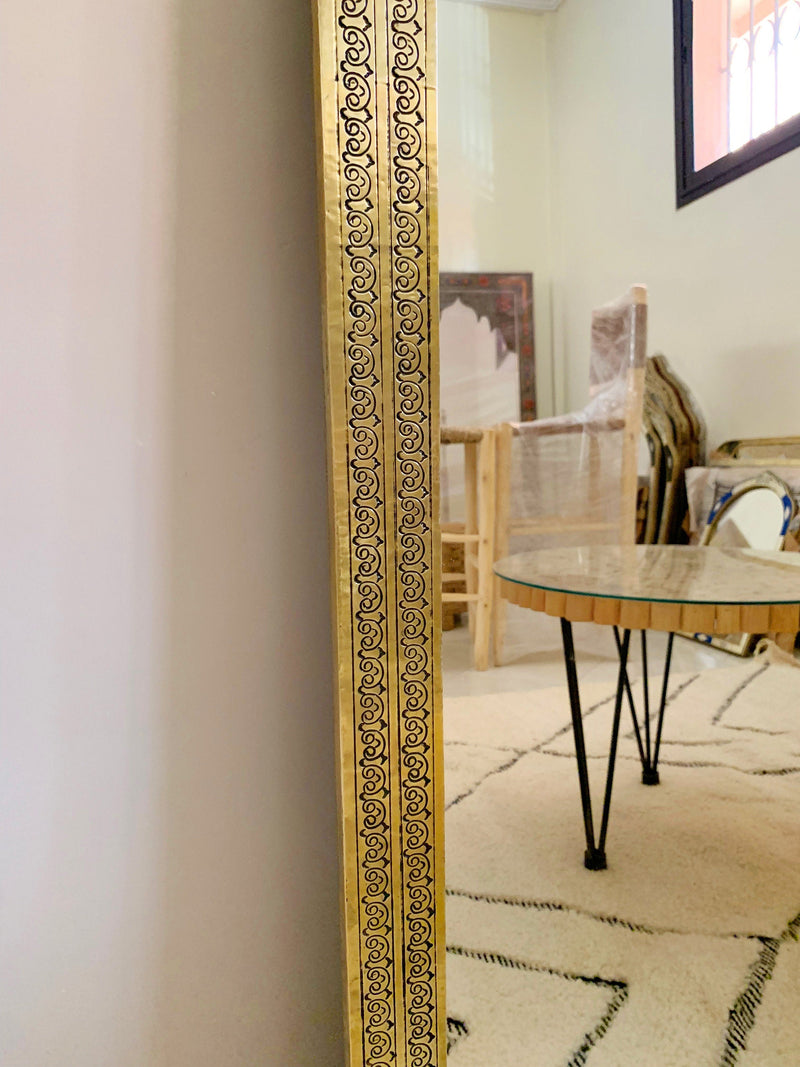 Arch Mirror, Gold Mirror, Brass Mirror, Floor Mirror, Moroccan Mirror, Carved Mirror, Handmade Mirror, Hand-engraved Mirror, Wall Decor 59"
