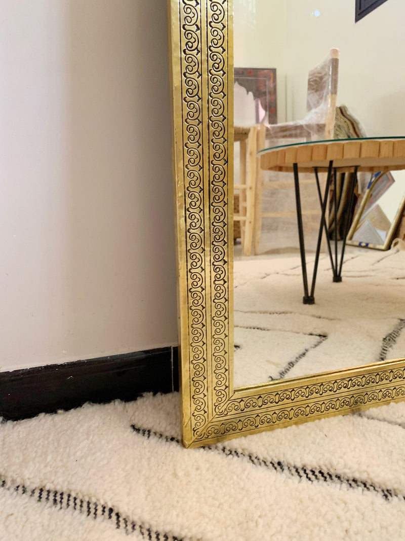 Arch Mirror, Gold Mirror, Brass Mirror, Floor Mirror, Moroccan Mirror, Carved Mirror, Handmade Mirror, Hand-engraved Mirror, Wall Decor 59"