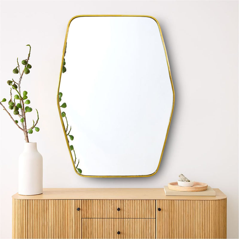Hexagonal Brass Mirror - Bathroom Mirror