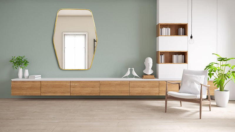 Hexagonal Brass Mirror - Bathroom Mirror