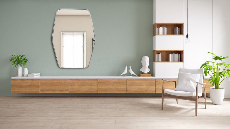 Silver Brass Hexagonal Frame Mirror