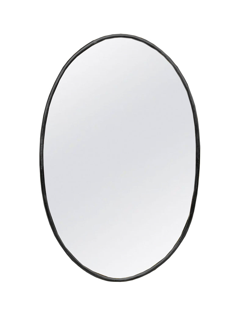 Black Brass Oval Mirror
