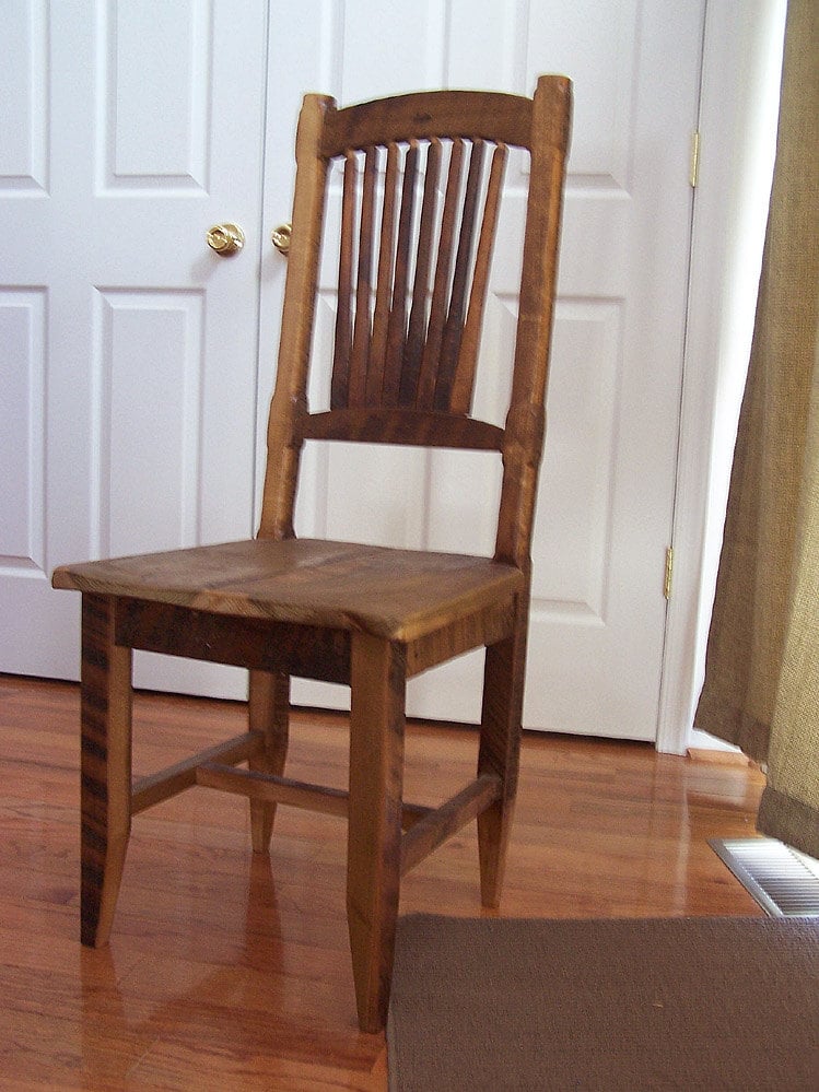 Rustic Dining Chair, Wood Dining Chair, Reclaimed Wood Chair, Barn Wood Chair, Spindle Back Chair, Back To School Oak Chair, Country