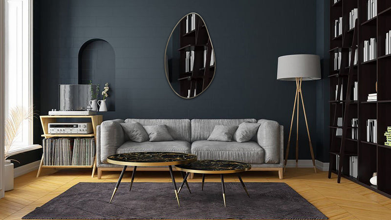 Antique Brass Asymmetrical Mirror - Aesthetic Luxe Wall Mirror