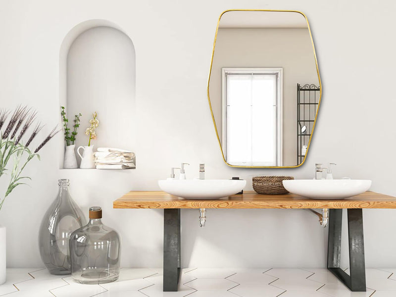 Hexagonal Brass Mirror - Bathroom Mirror