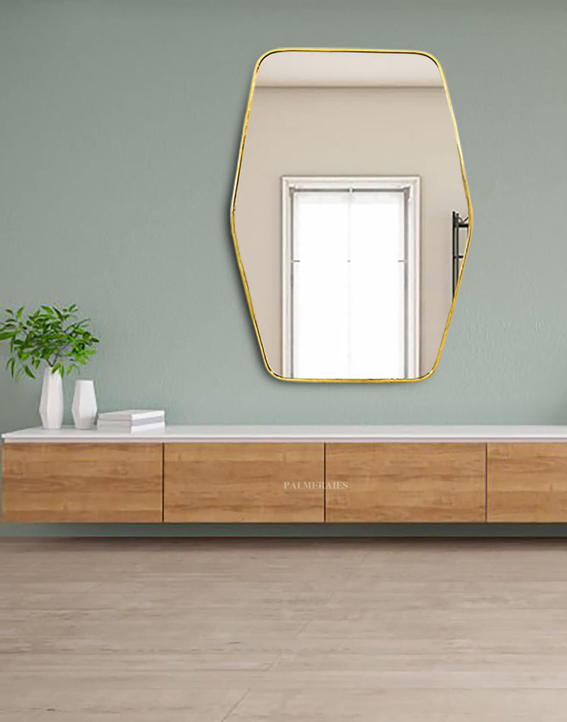 Hexagonal Brass Mirror - Bathroom Mirror