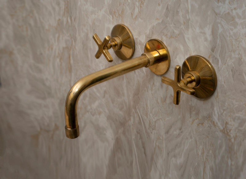 Unlacquered Brass Wall Mounted Bath Faucet