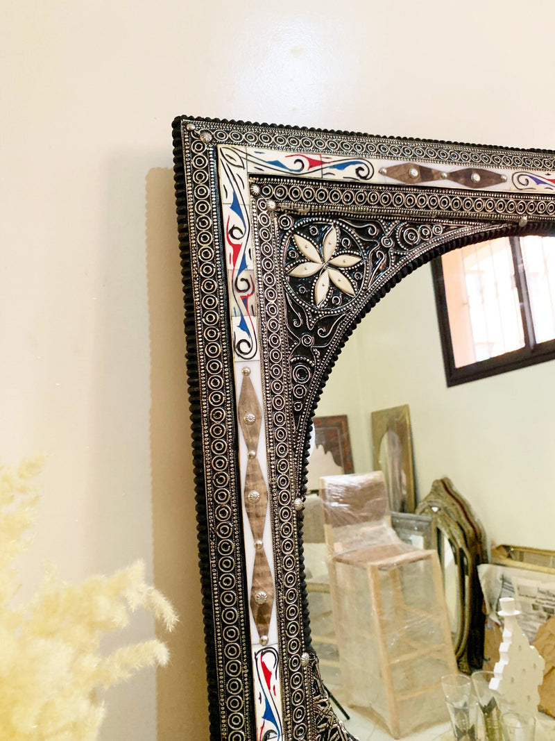 Moroccan Full Length Mirror - Bone Inlay Floor Mirror  59", 47, 39
