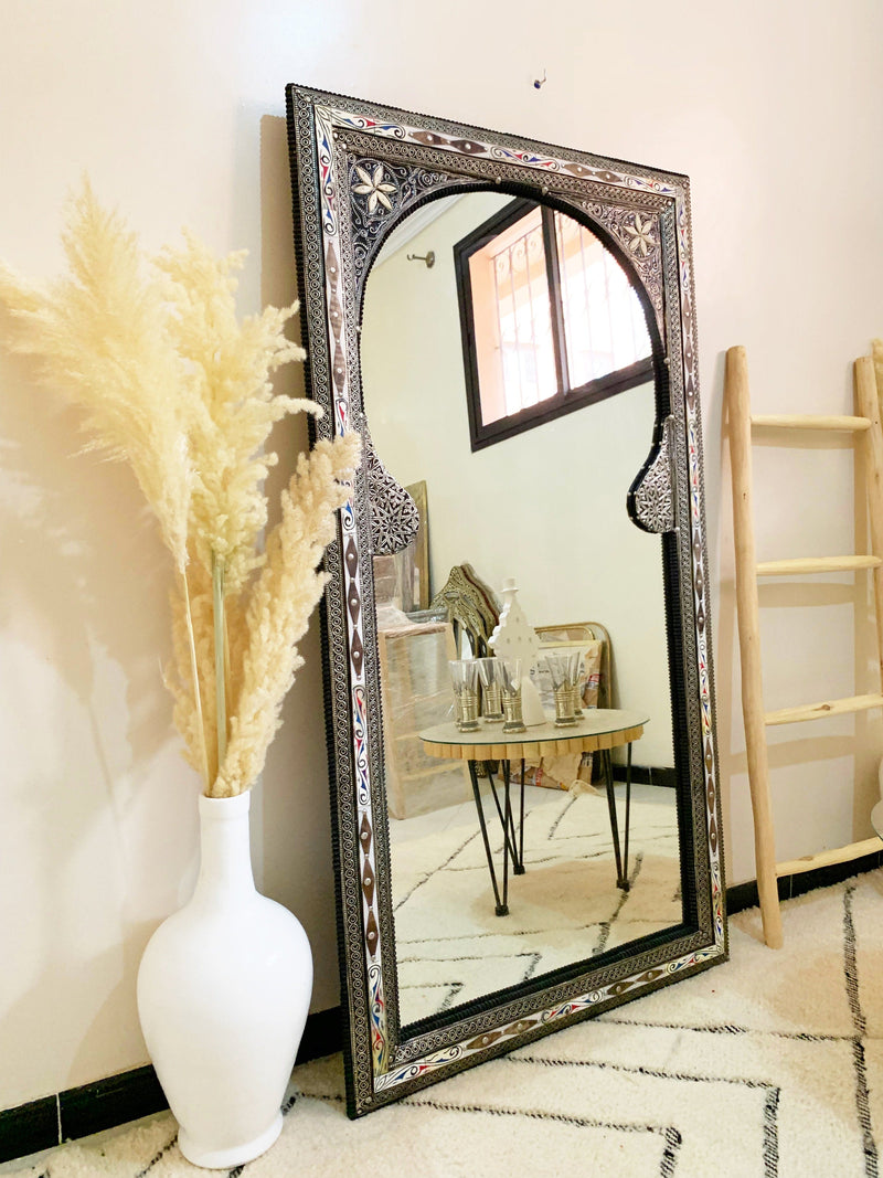 Moroccan Full Length Mirror - Bone Inlay Floor Mirror  59", 47, 39