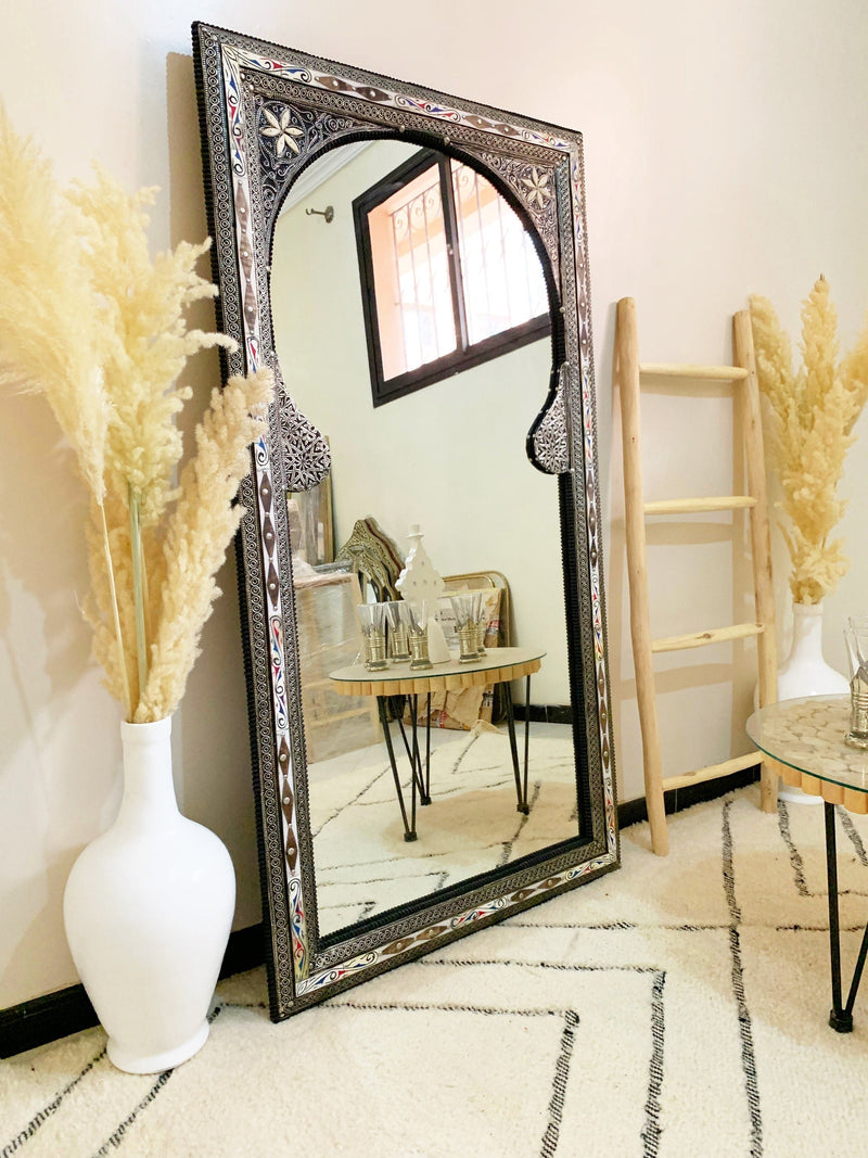 Moroccan Full Length Mirror - Bone Inlay Floor Mirror  59", 47, 39