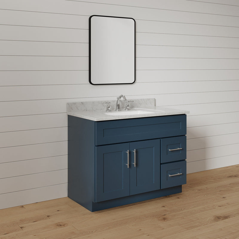 36 Inch Navy Blue Shaker Single Sink Bathroom Vanity