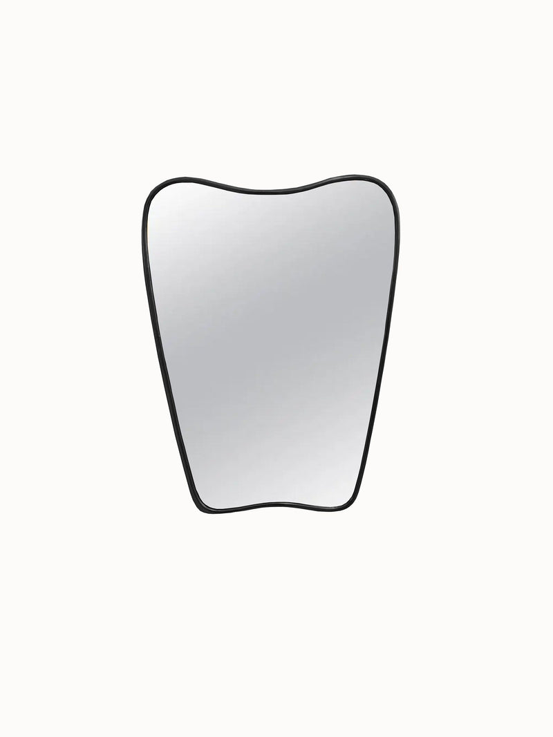 Italian Curved Brass Wall Mirror - Butterfly Silver Frame Mirror