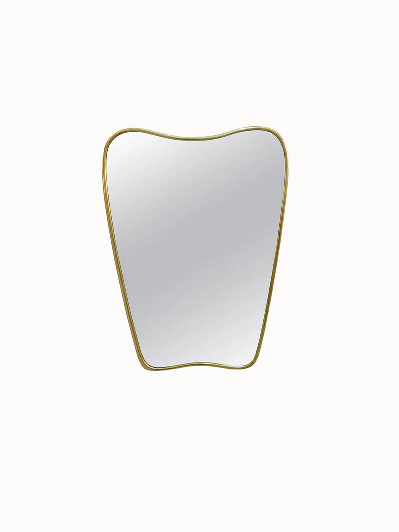 Italian Curved Brass Wall Mirror - Butterfly Silver Frame Mirror