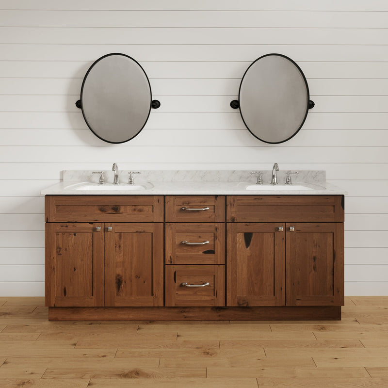 60 Inch Rustic Shaker Double Sink Bathroom Vanity with Drawers