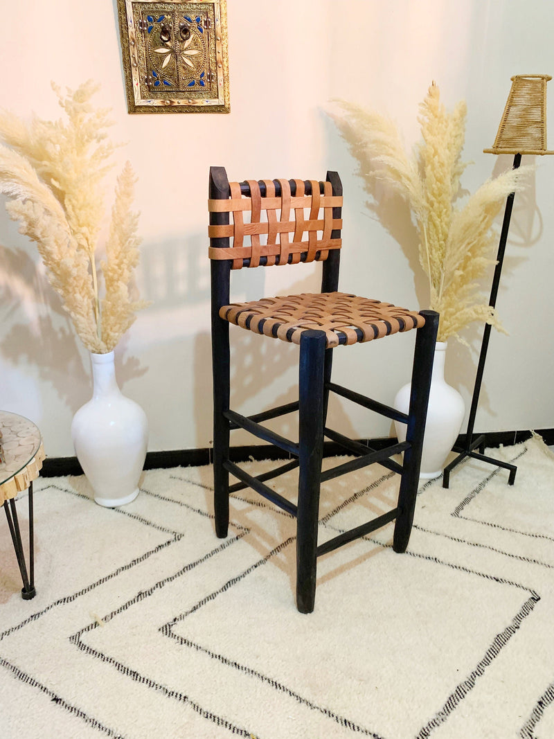 Black Leather Bar Stools - Counter Height Chairs