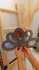 Silver Hand Mirror, Hand Held Mirror, Handmade yellow Handheld Makeup Mirror, Small Hand Mirror, Antique hand Held Mirrors, Gift for Her