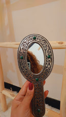 Silver Hand Mirror, Hand Held Mirror, Handmade yellow Handheld Makeup Mirror, Small Hand Mirror, Antique hand Held Mirrors, Gift for Her