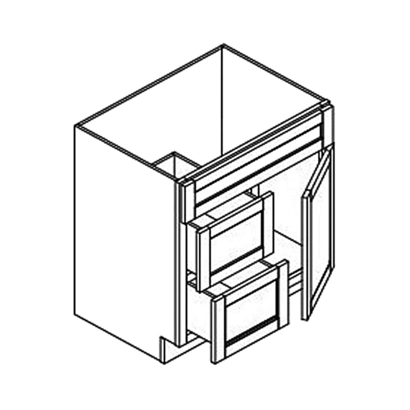 30 Inch Espresso Shaker Single Sink Bathroom Vanity with Drawers on the Left