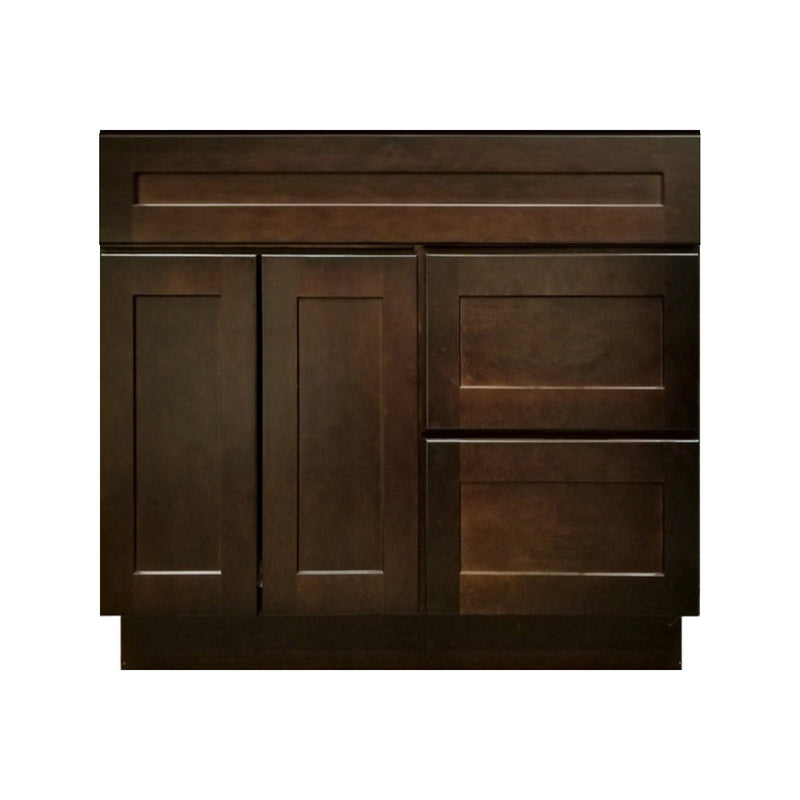 36 Inch Espresso Shaker Single Sink Bathroom Vanity with Drawers on the Right