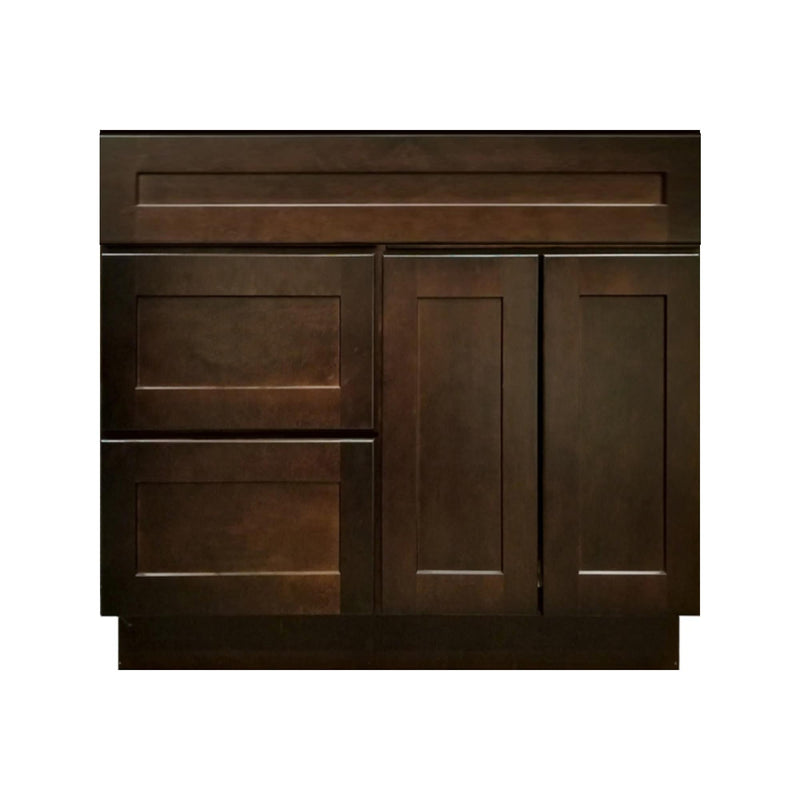 36 Inch Espresso Shaker Single Sink Bathroom Vanity with Drawers on the Left