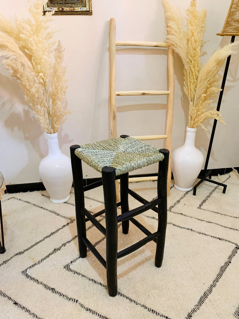 Black Backless Wood Bar Stools - Kitchen Counter Chairs