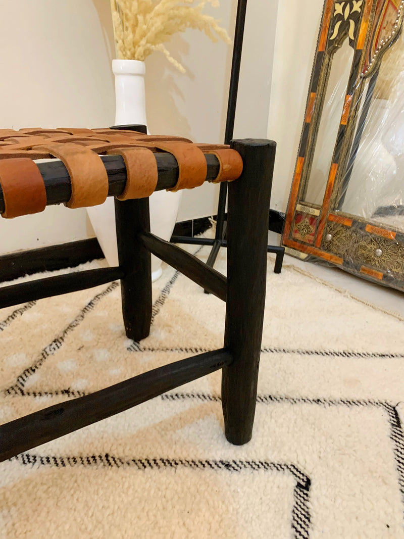 Wooden Leather Bedroom Bench - Boho Wood Bench