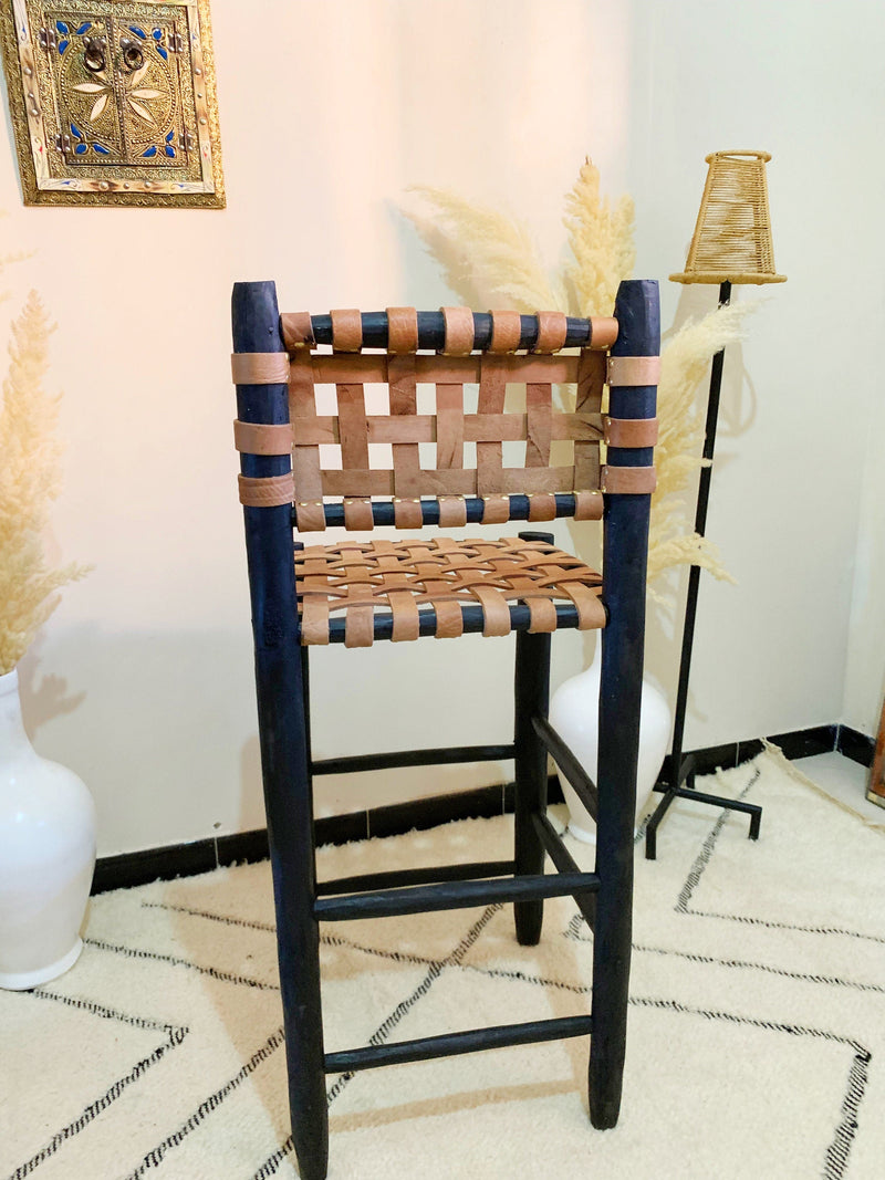Black Leather Bar Stools - Counter Height Chairs