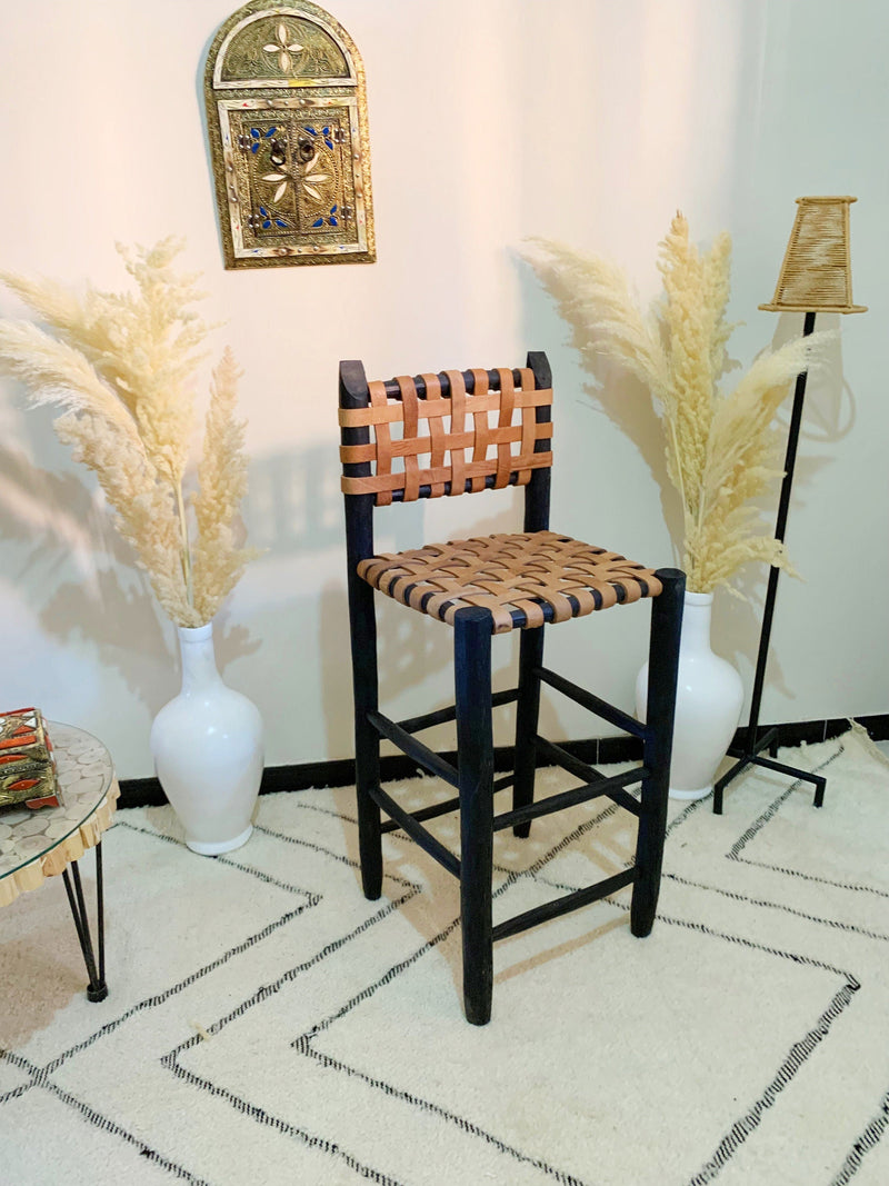 Black Leather Bar Stools - Counter Height Chairs