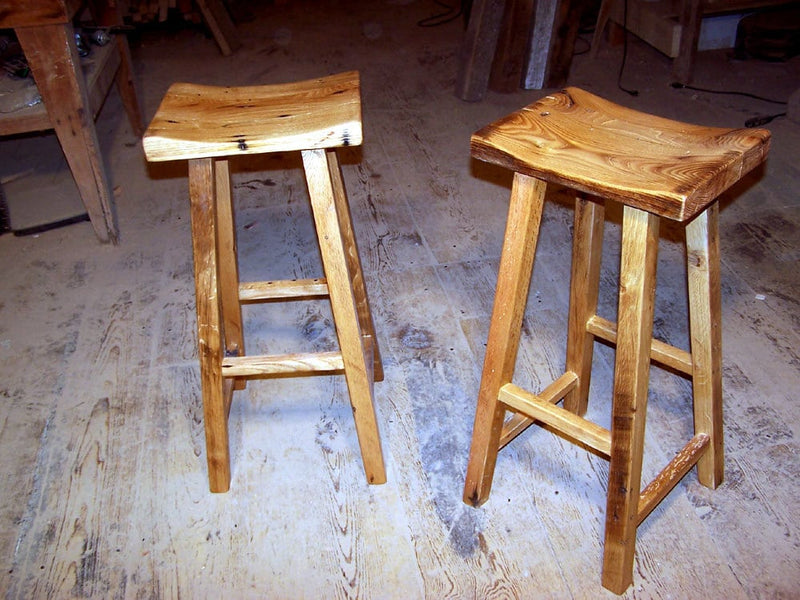 Counter stool wood counter height - Saddle counter stool bar height - Reclaimed wood bar stool counter height