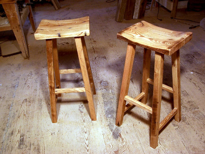 Counter stool wood counter height - Saddle counter stool bar height - Reclaimed wood bar stool counter height