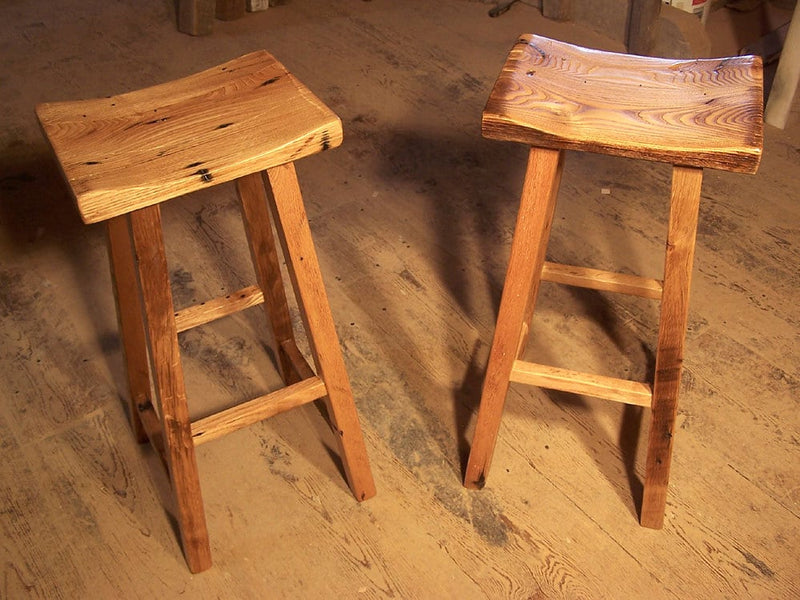 Counter stool wood counter height - Saddle counter stool bar height - Reclaimed wood bar stool counter height