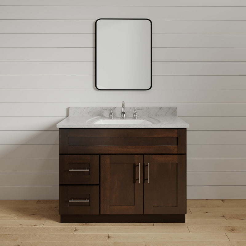 36 Inch Espresso Shaker Single Sink Bathroom Vanity with Drawers on the Left