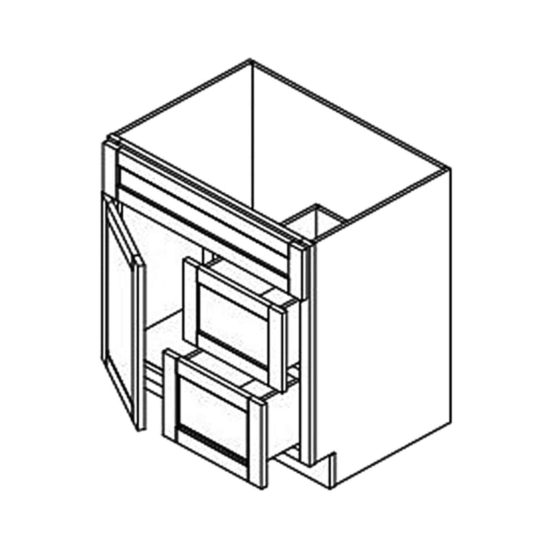 30 Inch Espresso Shaker Single Sink Bathroom Vanity with Drawers on the Right