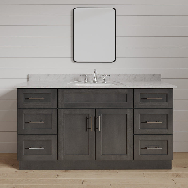 48 Inch Gray Stained Shaker Single Sink Bathroom Vanity With Drawers