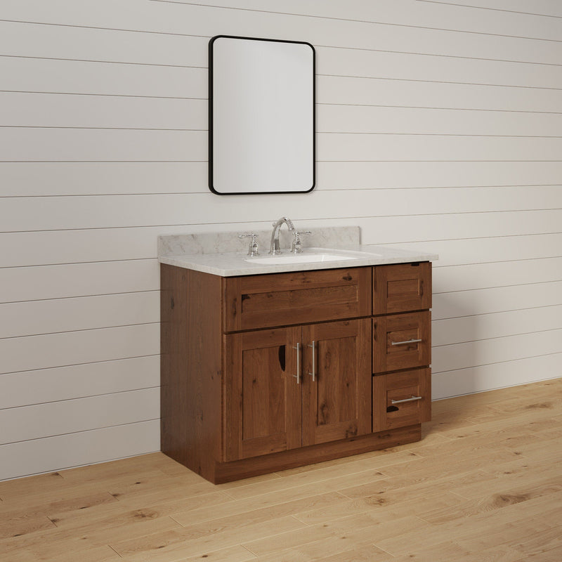 36 Inch Rustic Shaker Single Sink Bathroom Vanity with Drawers on the Right