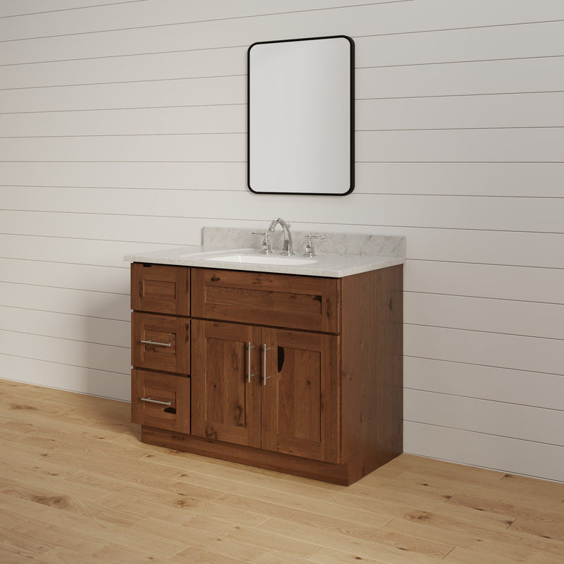 36 Inch Rustic Shaker Single Sink Bathroom Vanity with Drawers on the Left