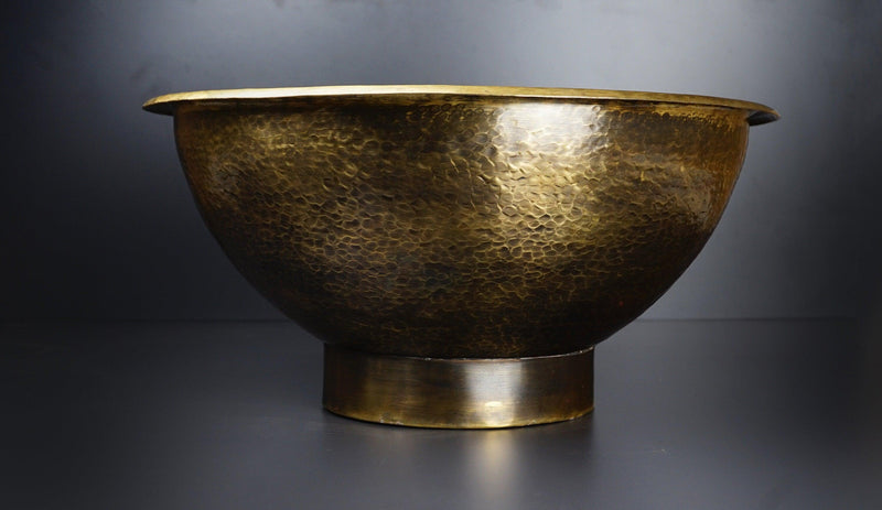 Antique Hammered Brass Vessel Sink Top Mount Bathroom Vanity