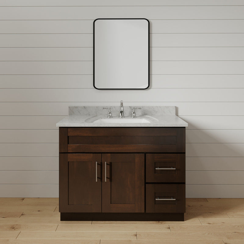 36 Inch Espresso Shaker Single Sink Bathroom Vanity with Drawers on the Right