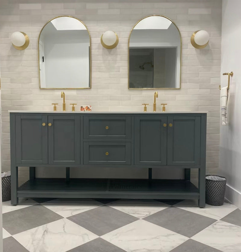 Antique Brass Arched Wall Mirror - Unlacquered Brass Mirror