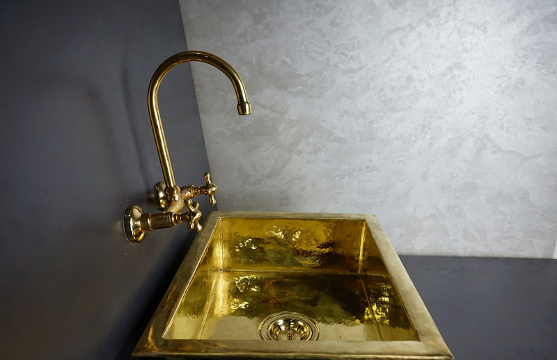 Unlacquered Brass Wall Mount Kitchen Faucet