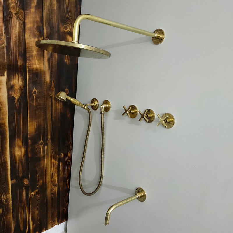 Unlacquered Brass Exposed Shower Set - Shower Tub Faucet for a Luxurious Bath Experience