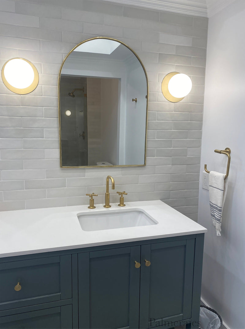 Antique Brass Arched Wall Mirror - Unlacquered Brass Mirror