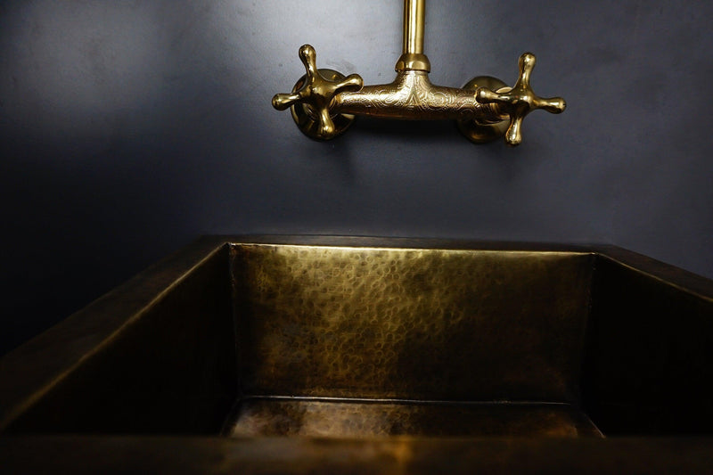 Antique Bronze Hammered Brass Undermount Sink - Rustic Brass Kitchen Sink