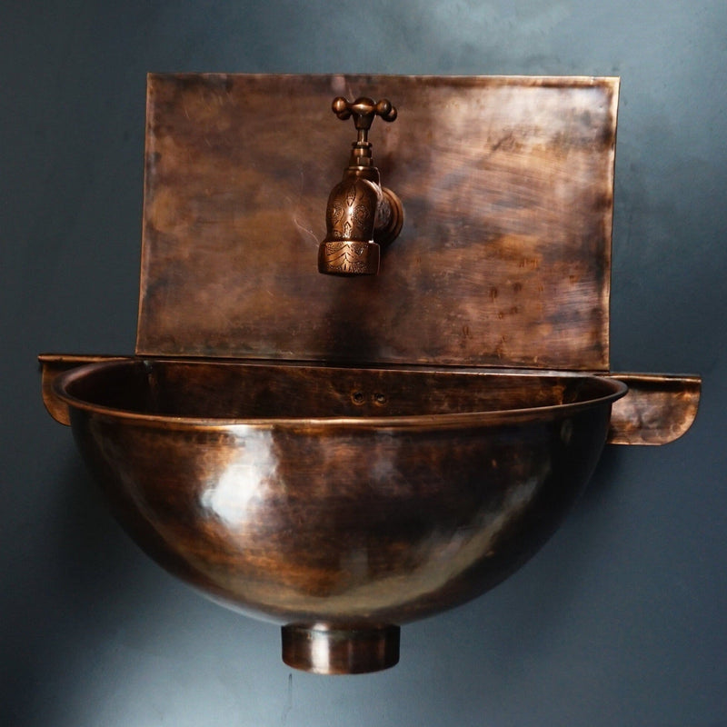 Rustic Copper Wall Mount Vessel Sink Bathroom