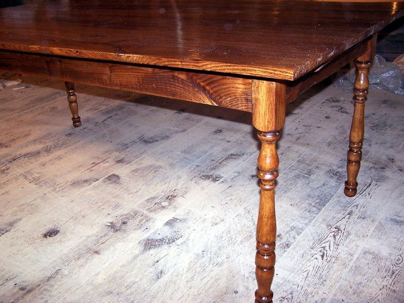 Chestnut Table, Farm Table, Wormy Chestnut, Wood Dining Table, Reclaimed Table, Turned Leg Table, Antique Dining Table, Mid Century Table