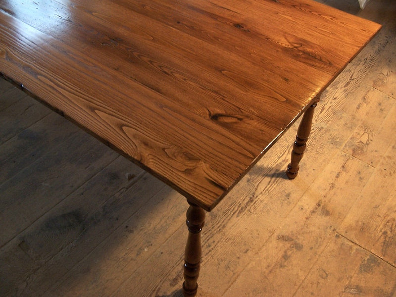 Chestnut Table, Farm Table, Wormy Chestnut, Wood Dining Table, Reclaimed Table, Turned Leg Table, Antique Dining Table, Mid Century Table