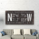 Personalized Family Name Latitude Longitude Coordinates Canvas Wall Decor