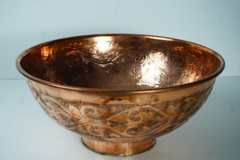 Antique Engraved Copper Vessel Sink Bathroom - Engraved Coppery Bowl Sink